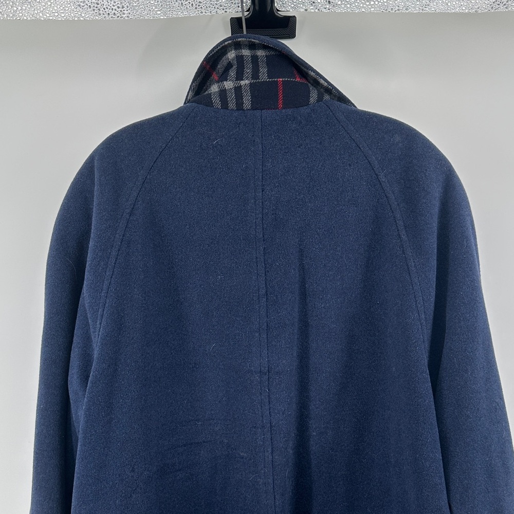 Vintage Burberry’s Dark Blue Wool Overcoat Men’s sz Large - Picture 9 of 14
